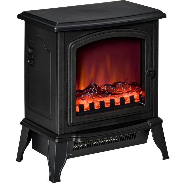 Portable Electric Fireplace Heater with Realistic Flame Effect, 1000 W/2000 W, Black — view 12