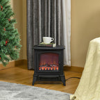 Portable Electric Fireplace Heater with Realistic Flame Effect, 1000 W/2000 W, Black — view 3