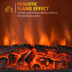 Portable Electric Fireplace Heater with Realistic Flame Effect, 1000 W/2000 W, Black — view 6