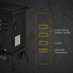 Portable Electric Fireplace Heater with Realistic Flame Effect, 1000 W/2000 W, Black — view 7