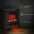 Portable Electric Fireplace Heater with Realistic Flame Effect, 1000 W/2000 W, Black — view 8
