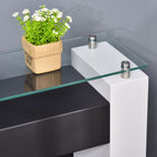 Bioethanol fireplace with 0.9 L burner and tempered glass shelf, 60 x 20 x 79 cm, black and white steel. — view 11