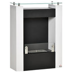 Bioethanol fireplace with 0.9 L burner and tempered glass shelf, 60 x 20 x 79 cm, black and white steel. — view 12