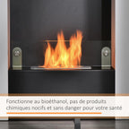 Bioethanol fireplace with 0.9 L burner and tempered glass shelf, 60 x 20 x 79 cm, black and white steel. — view 6