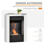Bioethanol fireplace with 0.9 L burner and tempered glass shelf, 60 x 20 x 79 cm, black and white steel. — view 8