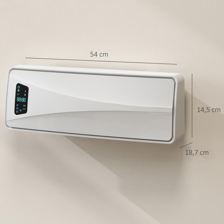2000W Electric Wall Heater with 3 Modes, LED Display, Thermostat, Timer and Oscillation, White — view 5