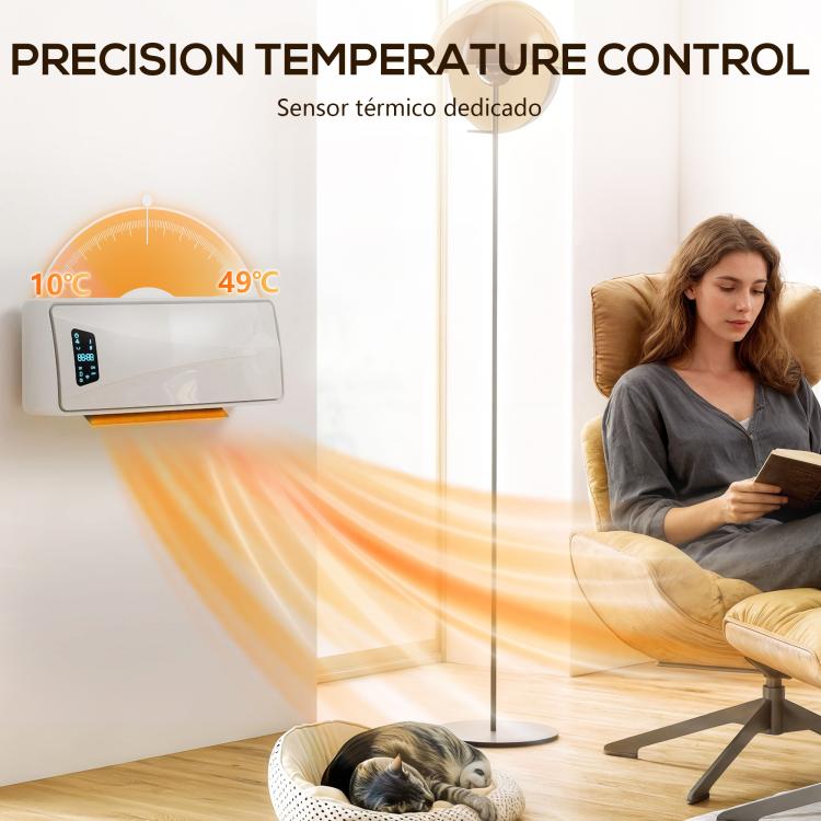 2000W Electric Wall Heater with 3 Modes, LED Display, Thermostat, Timer and Oscillation, White — view 9
