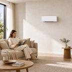2000W Wall-Mounted Low-Energy Electric Heater with 3 Modes, LED Display, Thermostat, Timer, and Glass Panel — view 3