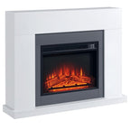 1800W-2000W Electric Fireplace with Remote Control, Adjustable Flame, Thermostat, and Weekly Timer – White (for 37 m2)