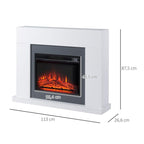1800W-2000W Electric Fireplace with Remote Control, Adjustable Flame, Thermostat, and Weekly Timer – White (for 37 m2) — view 5