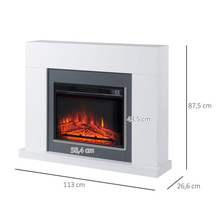 1800W-2000W Electric Fireplace with Remote Control, Adjustable Flame, Thermostat, and Weekly Timer – White (for 37 m2) — view 5