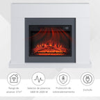 1800W-2000W Electric Fireplace with Remote Control, Adjustable Flame, Thermostat, and Weekly Timer – White (for 37 m2) — view 8