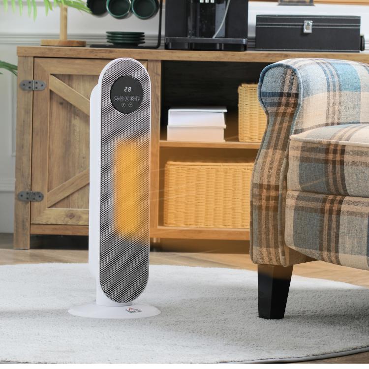 PTC Ceramic Electric Heater 1300/2000W with Remote Control 15–40 °C 45° Oscillation 12H Timer White — view 4