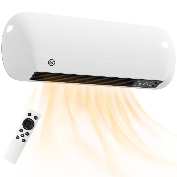 2000W Wall-Mounted Electric Heater with 3 Modes, LED Display, Thermostat, Timer, and Oscillation – White