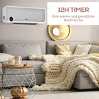 2000W Wall-Mounted Fan Heater with Remote Control, 3 Operating Modes, LED Display, and 12-Hour Timer — view 6