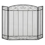 3-Panel Folding Fireplace Screen – Black Metal and Steel – 105 x 1.6 x 80.5 cm — view 2