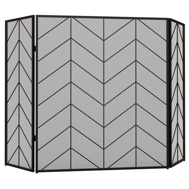 Fireplace spark guard, elegant spark catcher, foldable, coated, black, 135 x 85 cm — view 2