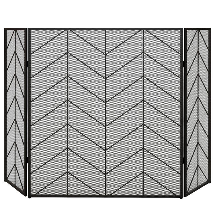 Fireplace spark guard, elegant spark catcher, foldable, coated, black, 135 x 85 cm — view 12