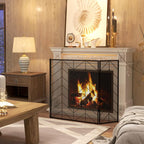 Fireplace spark guard, elegant spark catcher, foldable, coated, black, 135 x 85 cm — view 3