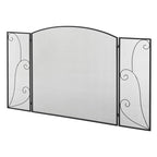 Hinged Folding Fireplace Screen 132.5 x 76.5 cm – Sturdy Steel Frame, Decorative Mesh, Black — view 2