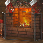 Hinged Folding Fireplace Screen 132.5 x 76.5 cm – Sturdy Steel Frame, Decorative Mesh, Black — view 4