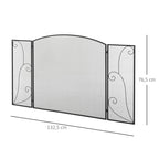 Hinged Folding Fireplace Screen 132.5 x 76.5 cm – Sturdy Steel Frame, Decorative Mesh, Black — view 5