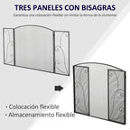 Hinged Folding Fireplace Screen 132.5 x 76.5 cm – Sturdy Steel Frame, Decorative Mesh, Black — view 7