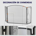 Hinged Folding Fireplace Screen 132.5 x 76.5 cm – Sturdy Steel Frame, Decorative Mesh, Black — view 9