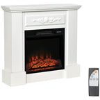 1800W Freestanding Electric Fireplace with Flame Effect, Remote Control, Timer, and Adjustable Temperature, White