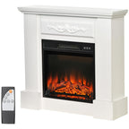 1800W Freestanding Electric Fireplace with Flame Effect, Remote Control, Timer, and Adjustable Temperature, White — view 2