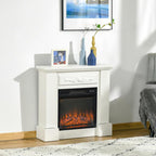 1800W Freestanding Electric Fireplace with Flame Effect, Remote Control, Timer, and Adjustable Temperature, White — view 3