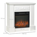 1800W Freestanding Electric Fireplace with Flame Effect, Remote Control, Timer, and Adjustable Temperature, White — view 5