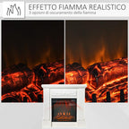 1800W Freestanding Electric Fireplace with Flame Effect, Remote Control, Timer, and Adjustable Temperature, White — view 6
