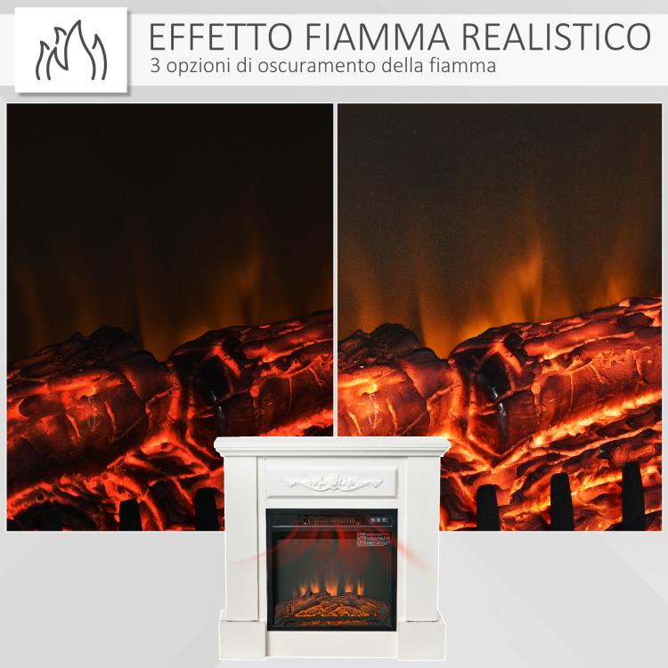 1800W Freestanding Electric Fireplace with Flame Effect, Remote Control, Timer, and Adjustable Temperature, White — view 6