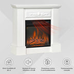 1800W Freestanding Electric Fireplace with Flame Effect, Remote Control, Timer, and Adjustable Temperature, White — view 8
