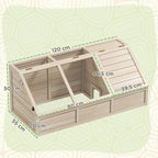 Wooden enclosure/cage for small animals or tortoises, featuring an opening lid, latches, two separate areas, and natural wood construction. — view 5