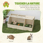Wooden enclosure/cage for small animals or tortoises, featuring an opening lid, latches, two separate areas, and natural wood construction. — view 7