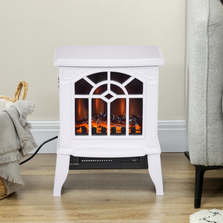 Decorative Fireplace 1000 W/2000 W with Adjustable Temperature and LED Flames for 15–20 m2 – 36.5 x 24 x 46 cm – White — view 3
