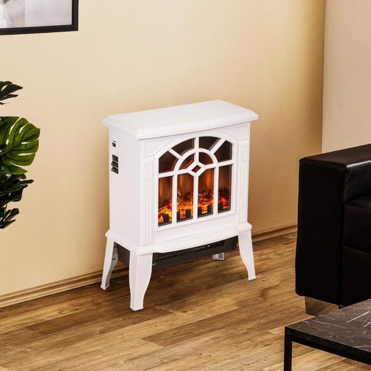 Decorative Fireplace 1000 W/2000 W with Adjustable Temperature and LED Flames for 15–20 m2 – 36.5 x 24 x 46 cm – White — view 4