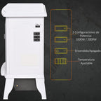 Decorative fireplace with adjustable thermostat and overheat protection for 20–25 m2 rooms, 36.5 x 24 x 45.5 cm, white. — view 7