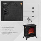 Decorative fireplace with adjustable thermostat and overheat protection for 20–25 m2 rooms, 36.5 x 24 x 45.5 cm, black. — view 7