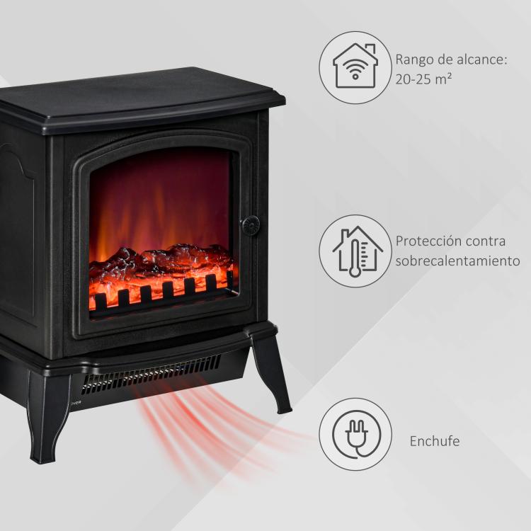 Decorative fireplace with adjustable thermostat and overheat protection for 20–25 m2 rooms, 36.5 x 24 x 45.5 cm, black. — view 8