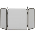 Folding metal fireplace spark guard, 96 x 1.3 x 56 cm, black