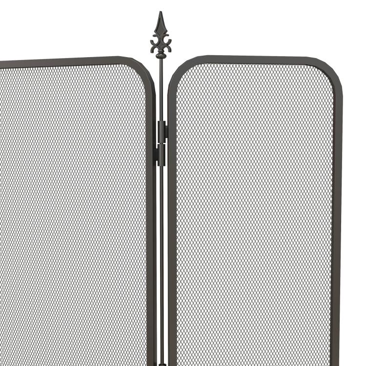 Folding metal fireplace spark guard, 96 x 1.3 x 56 cm, black — view 11