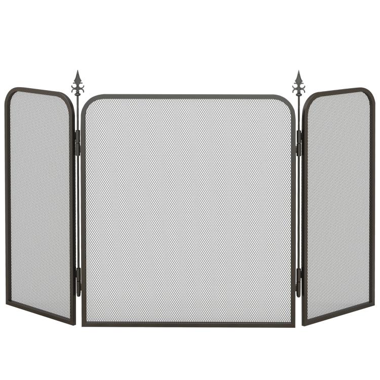 Folding metal fireplace spark guard, 96 x 1.3 x 56 cm, black — view 12
