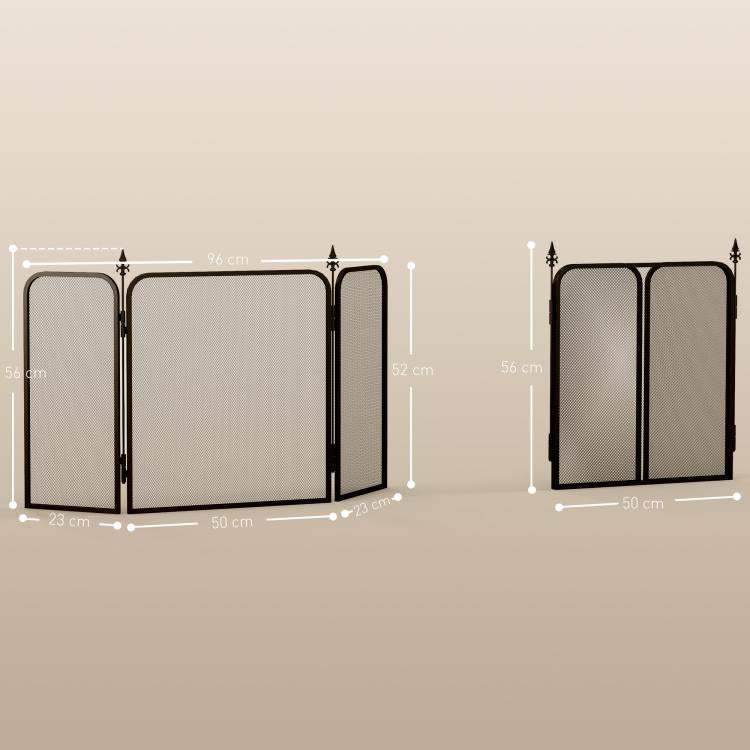 Folding metal fireplace spark guard, 96 x 1.3 x 56 cm, black — view 5