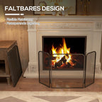 Folding metal fireplace spark guard, 96 x 1.3 x 56 cm, black — view 7