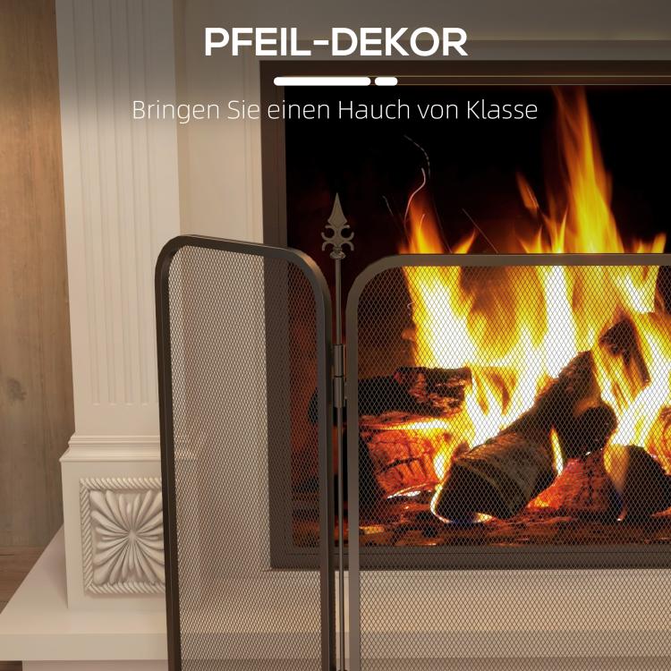 Folding metal fireplace spark guard, 96 x 1.3 x 56 cm, black — view 8