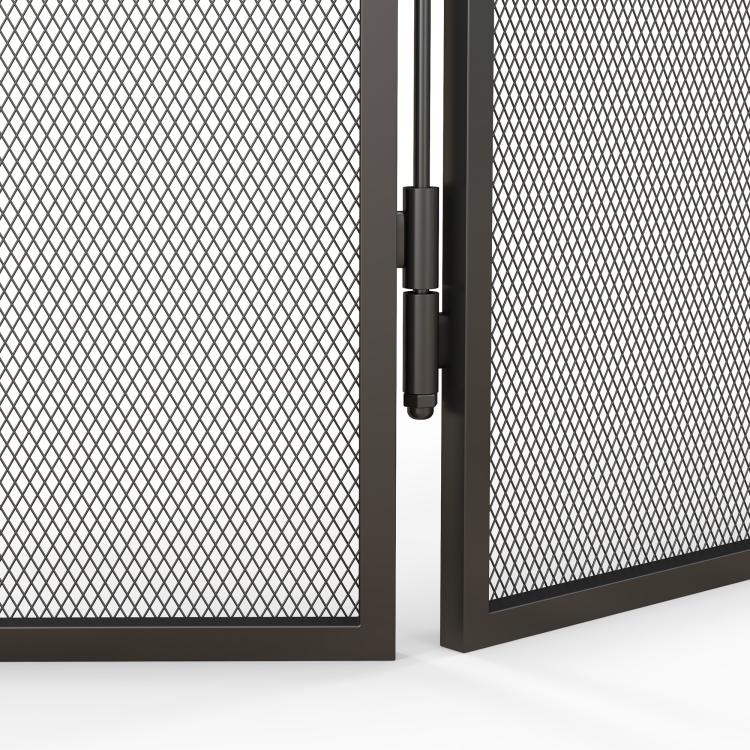 Folding metal fireplace spark guard, 96 x 1.3 x 56 cm, black — view 10