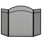 Fireplace spark guard, elegant spark catcher, foldable, coated, black, 96 x 60 cm
